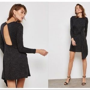 Topshop Glitter Asymmetrical Drape Mini Dress